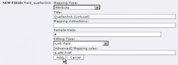 Abbildung 5: Festlegen der Mappinginstruktionen für einen Attributbereich.