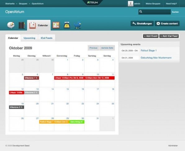 Der Kalender ermöglicht die projektinterne Koordination.