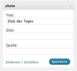 Über das Widget-Formular im Backend werden relevante Einstellungen vorgenommen. 