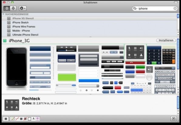 Für Omnigraffle stehen im Netz zahlreiche Schablonen zum kostenlosen Download bereit, mit denen sich die Software erweitern lässt.