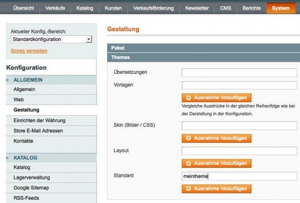 Die Konfiguration der Magento-Themes können Entwickler bequem im Backend erledigen.