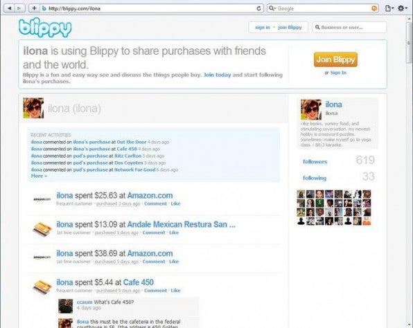 Jederzeit wissen, wie viel die Freunde wo ausgegeben haben. Microblogging meets E-Commerce.
