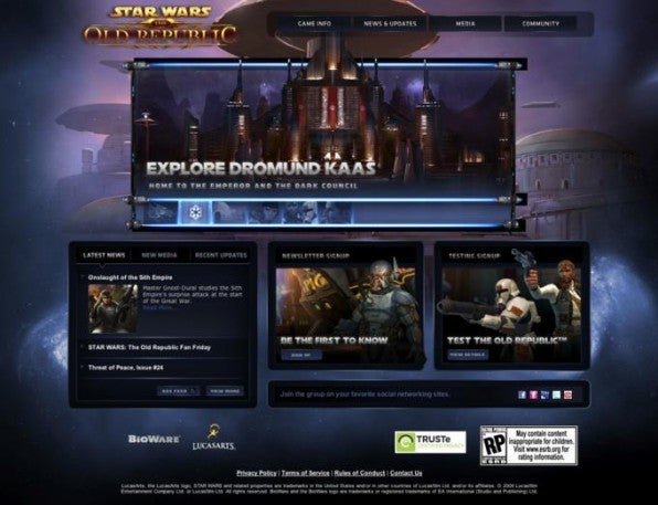 Bioware nutzt Drupal inklusive Community-Funktionen für den Webauftritt des MMORPGs Star Wars: The Old Republic.