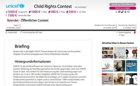 Unicef zeigt in einer Kampagne (ausgeschrieben auf Jovoto), wie gutes Crowdsourcing aussieht: klare Aufgabe, durchdachtes Briefing, faire Vergütung bis zum 10. Platz. Belohnt wurde Unicef mit einer Vielzahl frischer Ideen.