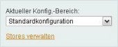 Diese Auswahlbox ist fester Bestandteil des Magento-Backends und erlaubt den Wechsel zwischen verschiedenen Konfigurationsbereichen.