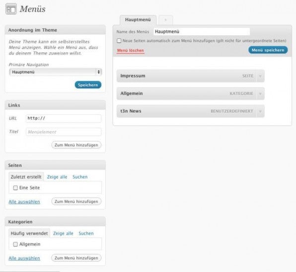 Mit der neuen WordPress-Version können Blogbetreiber Menüs und Navigationselemente anlegen und verwalten.