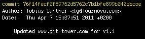 Die Kurzzusammenfassung eines Git-Commits.