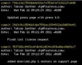 Der Befehl „git log“ zeigt für das Beispiel alle bisherigen Commits im Repository.