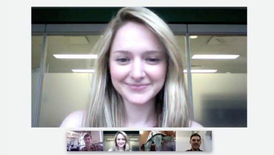 Hangouts sind Videokonferenzen, bei denen immer der jeweilige Sprecher groß im Bild gezeigt wird.