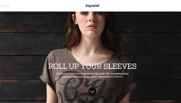 Anbieter von Produkten und Diensten sollten nur auf ein Single-Page-Design set- zen, wenn ihr Sortiment sehr überschaubar ist. Im besten Fall hat man nur ein Produkt oder eine Dienstleistung im Portfolio. Beim Online-Shop bigcartel sind es eine Handvoll Produkte.