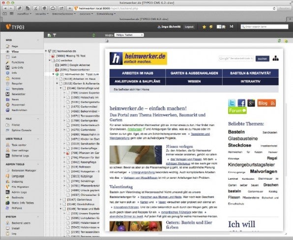 Die TYPO3-Beispiel-Installation eines responsiven Layouts via JavaScript.