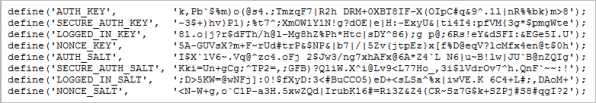 Sicherheit beginnt bei der WordPress-Installation, etwa bei den Sicherheitsschlüsseln für das Anpassen der Konfigurationsdatei, die hier zu sehen sind.
