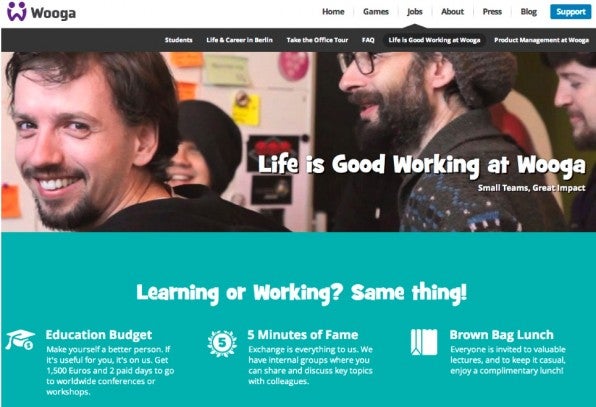 Die Berliner Spieleschmiede Wooga unterstützt seine ausländischen Mitarbeiter bei den typischen Anfangsschwierigkeiten wie Wohnungssuche oder der Eröffnung eines Bankkontos. (Screenshot: Wooga)