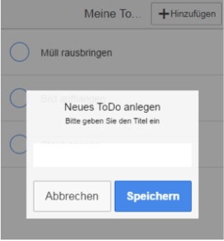 Im Popup-Dialog kann der Nutzer neue Aufgaben anlegen, die AngularJS anschließend automatisch der HTML-Liste hinzufügt. (Screenshot: ngCordova)