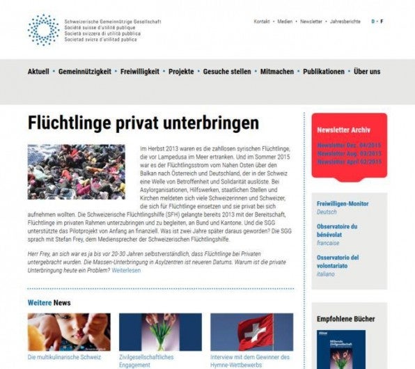 Die Website der Schweizerischen Gemeinnützigen Gesellschaft ist ein gelungenes Beispiel für eine mehrsprachige Live-Site auf Basis von Drupal 8, das dafür in der neuen Version die wichtigsten Module bereits mit an Bord hat. Die Website der Schweizerischen Gemeinnützigen Gesellschaft ist ein gelungenes Beispiel für eine mehrsprachige Live-Site auf Basis von Drupal 8, das dafür in der neuen Version die wichtigsten Module bereits mit an Bord hat.