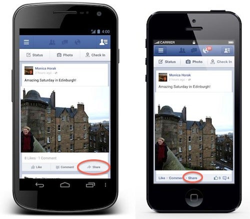 Facebook sharing button