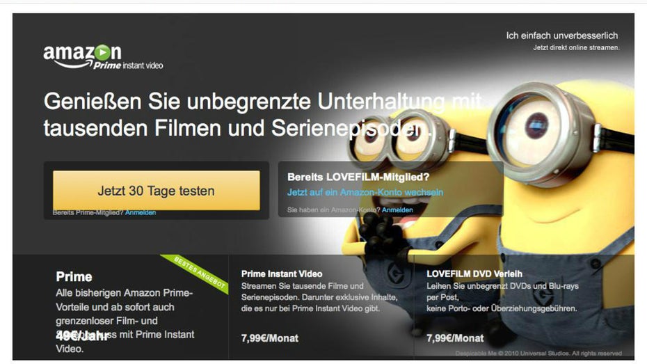 Die Streaming-Inhalte von Amazon lassen sich künftig auch per Monatsabo buchen. Vorerst allerdings nur in den USA. (Screenshot: Amazon)