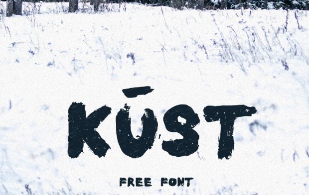 Kostenlose Fonts: Kust stammt von dem Designer Krišjānis Mežulis. Die einzelnen Buchstaben wurden jedoch von dem Künstler und Modedesigner Ieva Mezule gemalt. (Grafik: Krišjānis Mežulis)