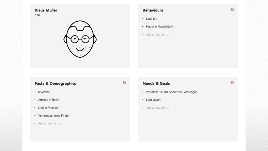 Personapp: Das Tool hilft bei der Erstellung von Personas. (Screenshot: Personapp)