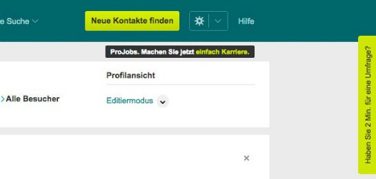 Pop-up auf Xing.de (Screenshot: Konversionskraft )