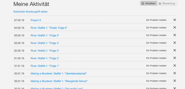 Netflix Benutzeroberfläche der Einstellungen. (Screenshot: t3n)