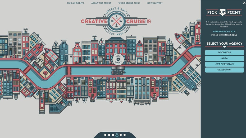 Die Navigation von Creative Cruise ist fast schon eine virtuelle Kanalrundfahrt in Amsterdam. (Screenshot: Creative Cruise)