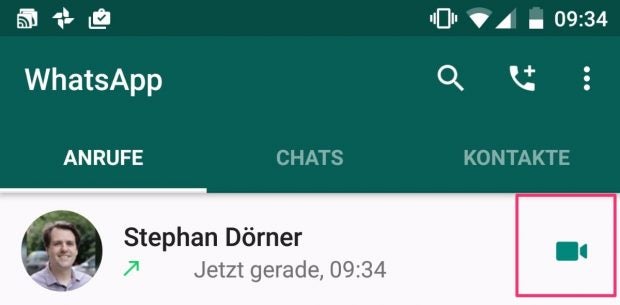 Nach dem ersten Videoanruf kann der Kontakt über den Videobutton in der Anruf-Übersicht direkt per Video angechattet werden. (Bild: t3n)