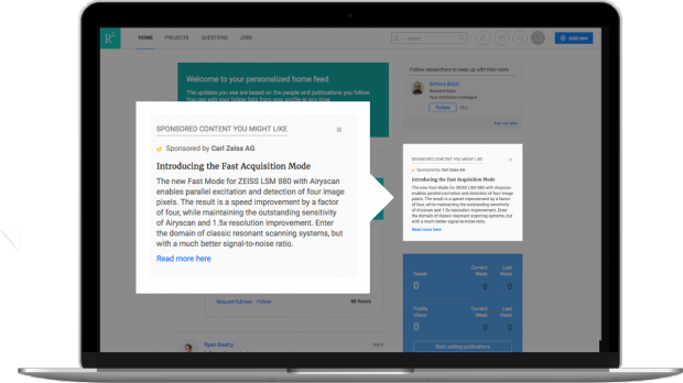So sollen die Werbeanzeigen bei Researchgate in Zukunft aussehen. (Bild: Researchgate)