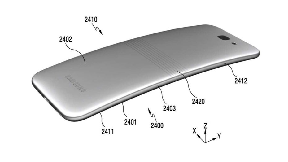 Das Samsung Galaxy X erscheint ein wenig gestreckt. (Bild: Kipris; Samsung)
