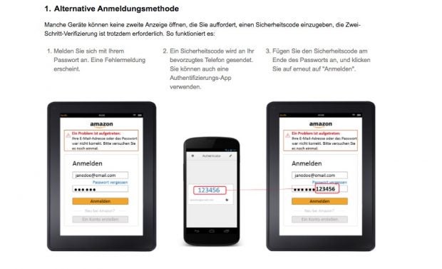 In dieser Anleitung erfahrt ihr, wie die Zwei-Wege-Authentifizierung auf Geräten funktioniert, die keine zweite Anzeige zur Aufforderung zur Eingabe des Sicherheitscodes unterstützen. (Bild: Amazon)