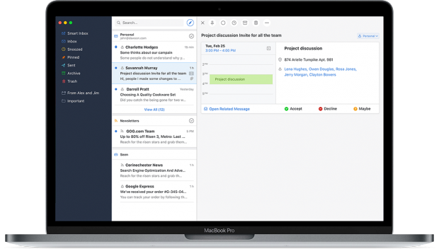 Auch Kalender-Einladungen zeigt Spark schick an. (Grafik: Readdle)