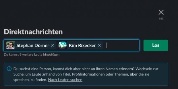 Ein Gruppenchat dient dem Austausch in kleinen Gruppen, ohne gleich einen neuen Kanal anlegen zu müssen. (Screenshot: t3n, Slack)