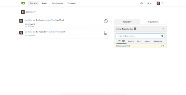 Auch eine Profilansicht bringt Gitea mit. (Screenshot: Gitea)