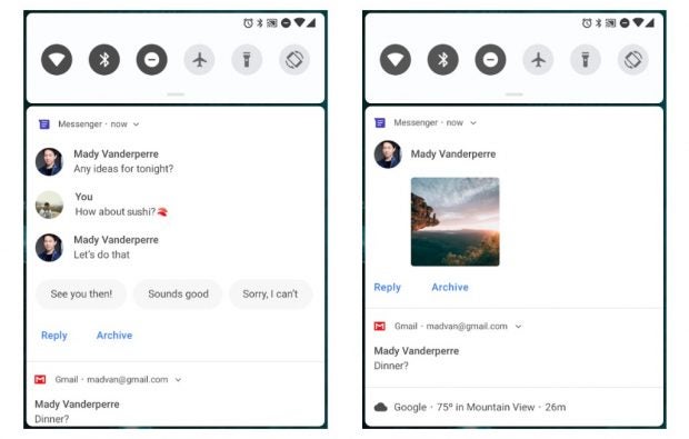 Auf Nachrichten Antworten aus der Benachrichtigungsleiste wird unter Android 9 Pie vielseitiger. (Bild: Google)
