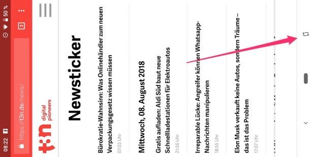Der kleine Buttons zur Displayrotation ist nicht zu verachten. (Bild: t3n.de)