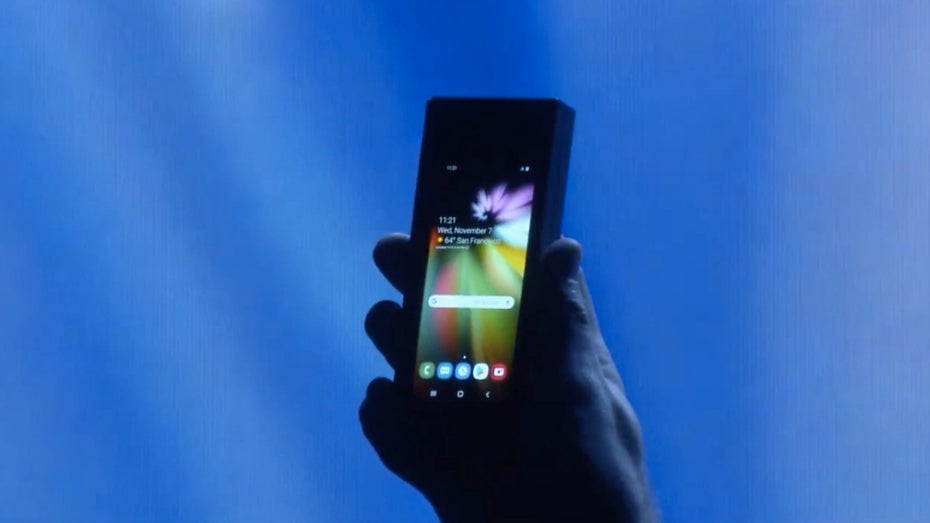 Das Samsung-Foldable im zusammengeklappten Zustand. (Screenshot: t3n/Samsung)