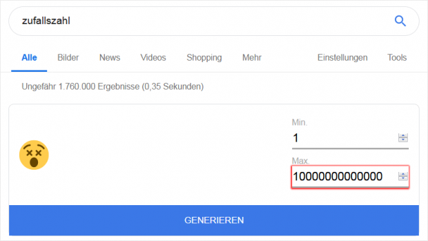 Zufallszahl via Google Suche (2)