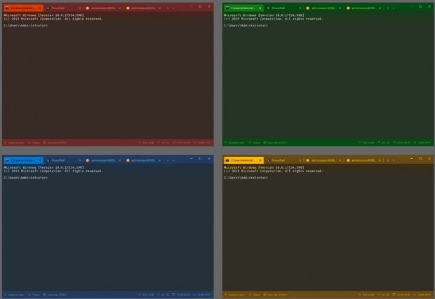 Das neue Windows Terminal unterstützt Themes und farbige Tabs. (Bild: Microsoft)