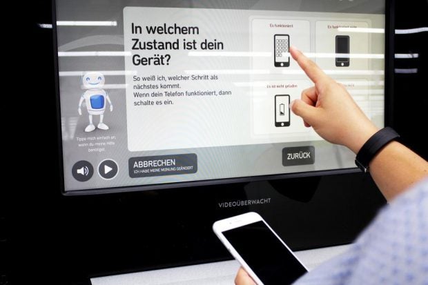 Handyankauf-Automat von Ecoatm bei Media Markt: Prozess auf dem Bildschirm