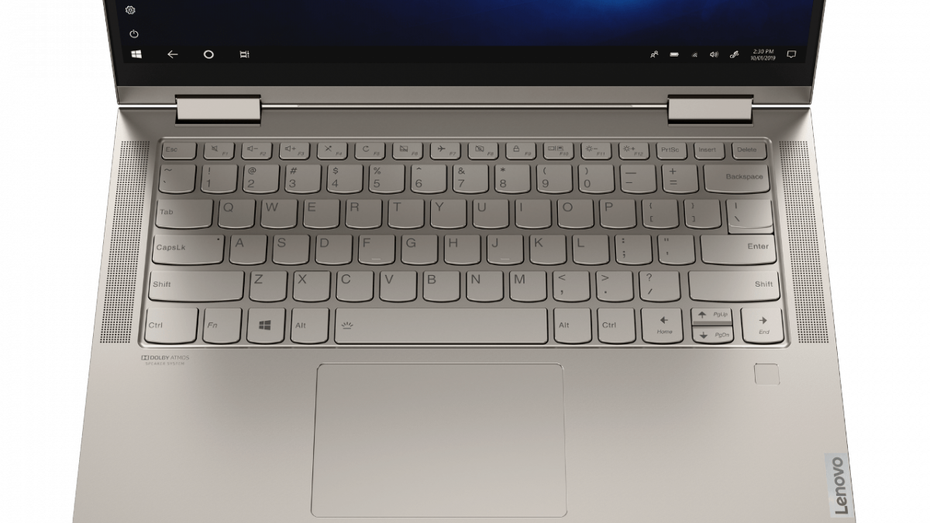 Das Yoga C740 in der 14-Zoll-Version., die sich ansonsten optisch nicht von der 15,6-Zoll-Version unterscheidet.  (Foto: Lenovo)