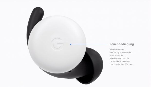 Googles Pixel Buds True-Wireless-Stöpsel unterstützen Touchbedienung. (Bild: Google)