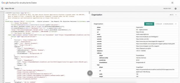 Googles Testtool für strukturierte Daten