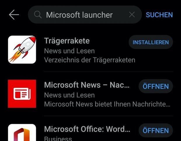 Einige Microsoft-Apps sind in der App-Gallery gelistet - bei der Suchfunktion sollte Huawei aber eventuell nochmal nachbessern