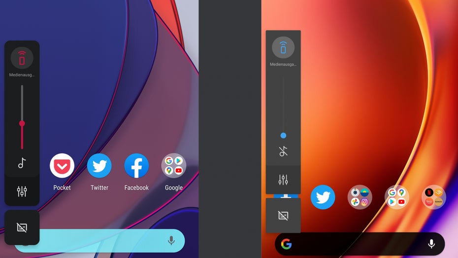 OxygenOS 11 vs OxygenOS 10 - Mediensteuerung. (Screenshots: t3n)