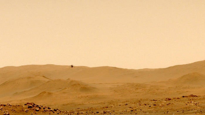 129 Meter: Mars-Helikopter Ingenuity absolviert ersten One-Way-Flug 129 Meter: Mars-Helikopter Ingenuity absolviert ersten One-Way-Flug