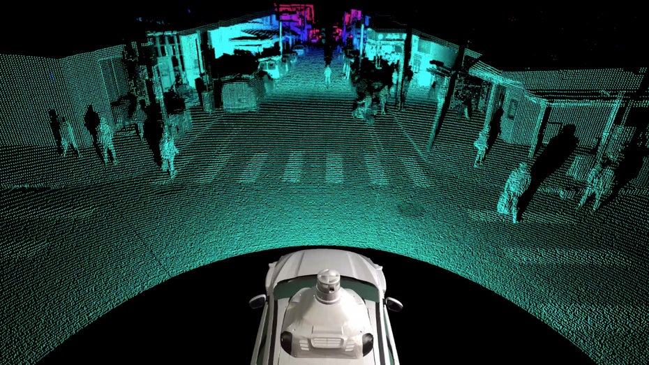 So sieht die SDS-Technologie von Argo AI die Umgebung. (Bild: VW)