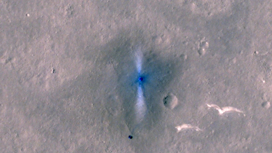 Der Nasa-Oribiter MRO hat die Landestelle der chinesischen Mission aufgenommen. (Foto: NASA/Caltech)