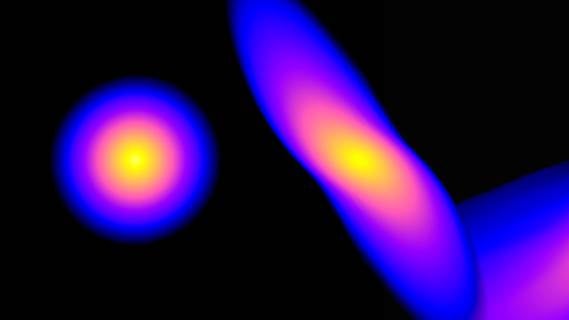 Sterne nach der Begegnung mit einem Schwarzen Loch. (Bild: Goddard Space Flight Center/Taeho Ryu (MPA), Nasa) Schwarze Löcher schreddern Sterne – in einer Supercomputer-Simulation
