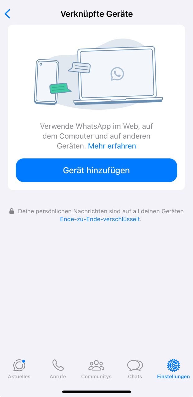 Whatsapp Web: Klicke auf „Gerät hinzufügen“