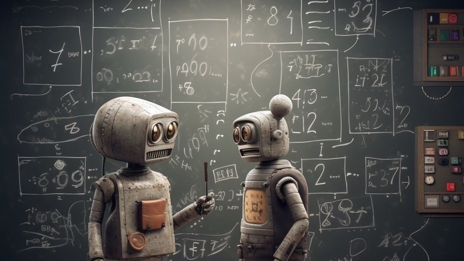 Ob diese zwei Bots das Gespräch zwischen den Chatbots Eliza und Parry gerade nachstellen? (Grafik: Midjourney/t3n) „Sie sollten besser aufpassen“: So absurd war das erste Chatbot-Gespräch der Welt